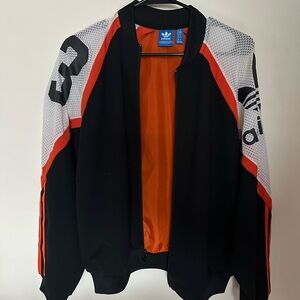 Adidas Women’s Black, White, and Orange Bomber Jacket / Windbreaker